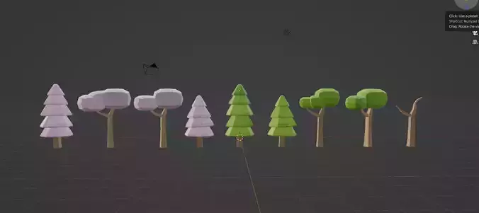 Low poly trees set cherry blossom trees included