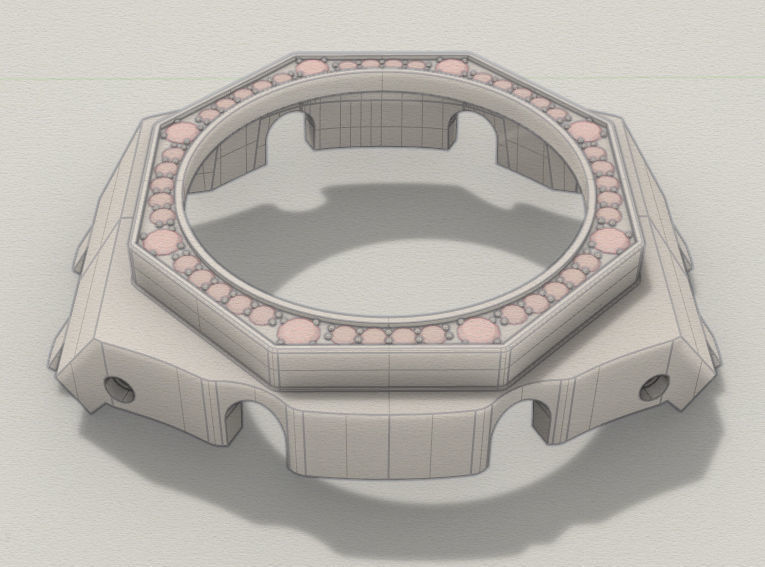 Watch Case compatible GA2100 46 stones 3D print model_1