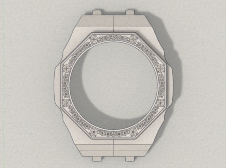 Watch Case compatible GA2100 46 stones 3D print model_3