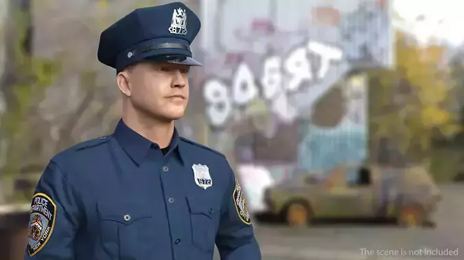 NY Police Officer Standing Pose Fur 3D model