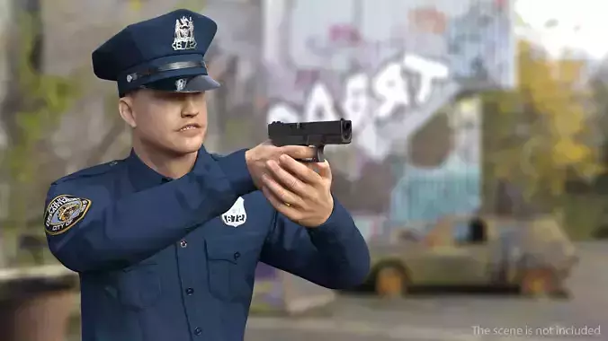NYPD Police Officer Fur Rigged 3D model