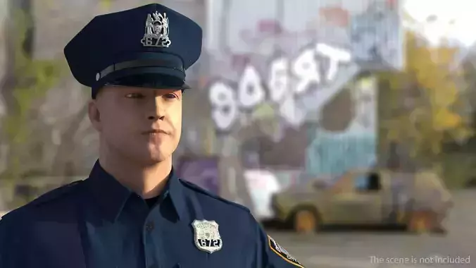NYPD Police Officer T-Pose Fur 3D model