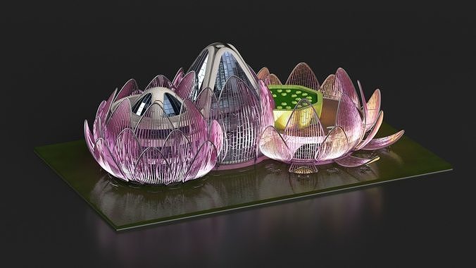 Wujin Lotus Building Night Lights On 3D model 5