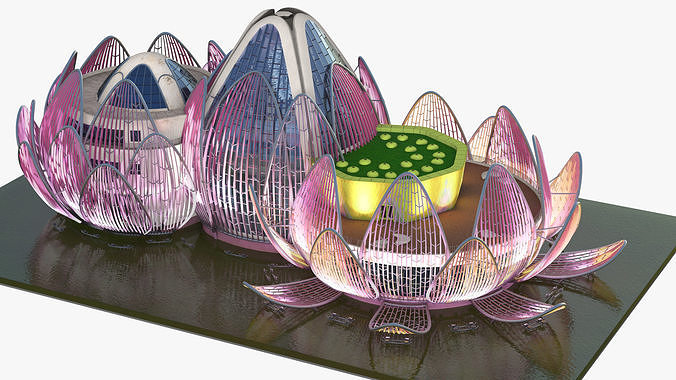 Wujin Lotus Building Night Lights On 3D model