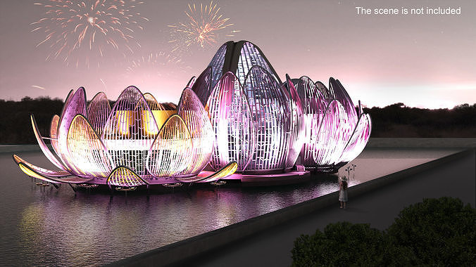 Wujin Lotus Building Night Lights On 3D model 2
