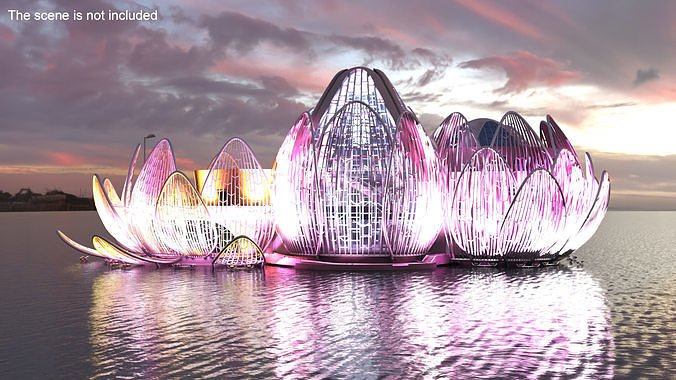 Wujin Lotus Building Night Lights On 3D model 3
