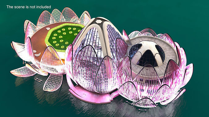 Wujin Lotus Building Night Lights On 3D model 4