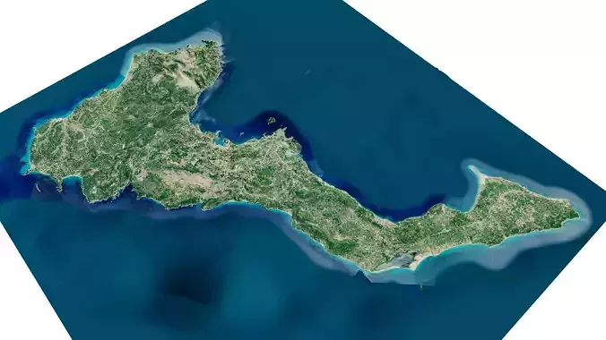 Corfu island full 3d model terrain