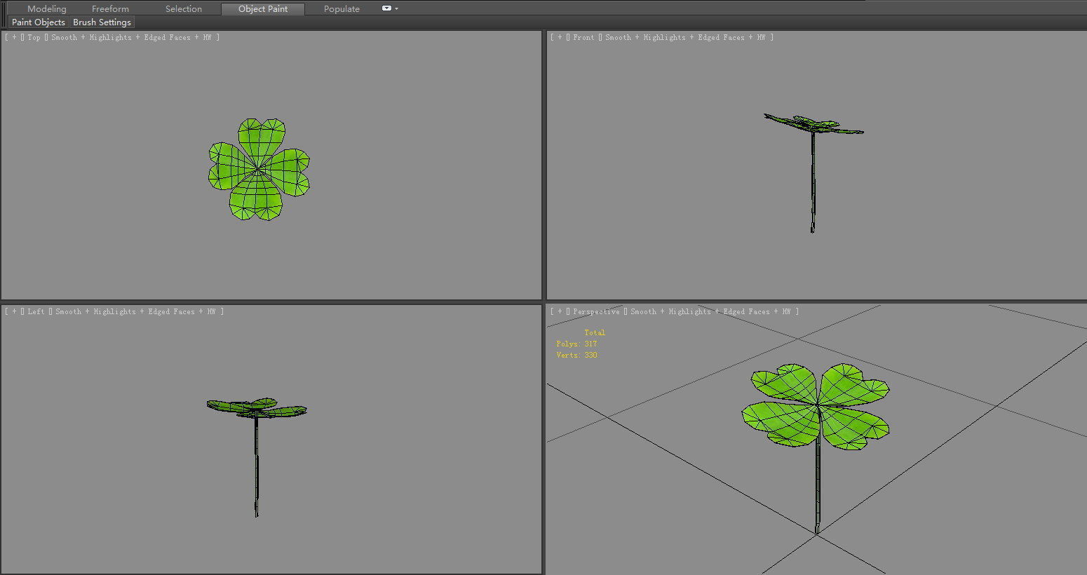 cartoon shamrock Low-poly 3D model_4