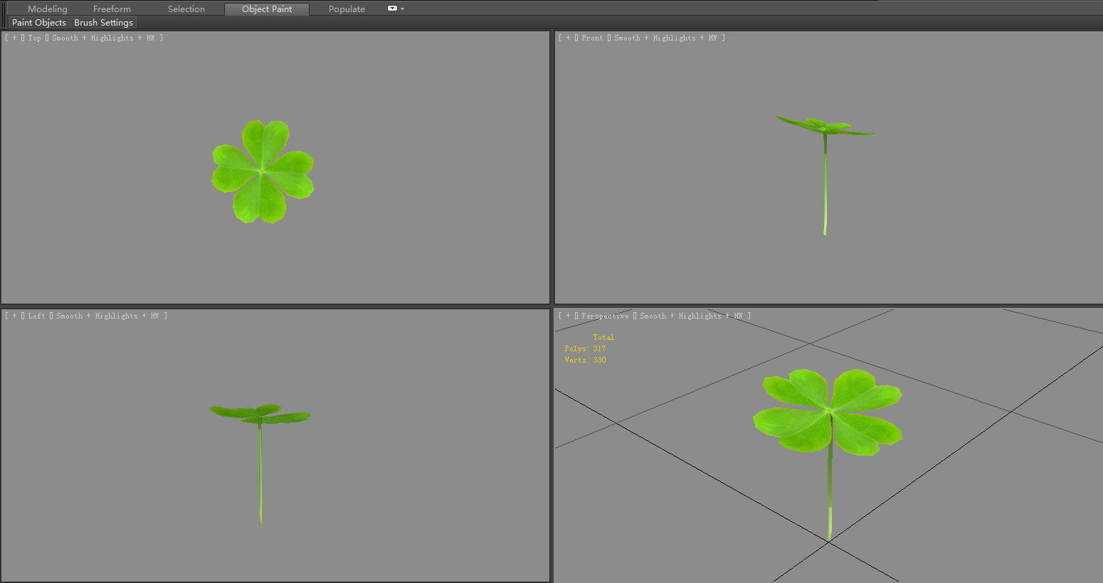 cartoon shamrock Low-poly 3D model_3