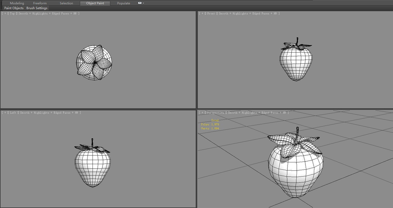 Cartoon strawberry Low-poly 3D model_5