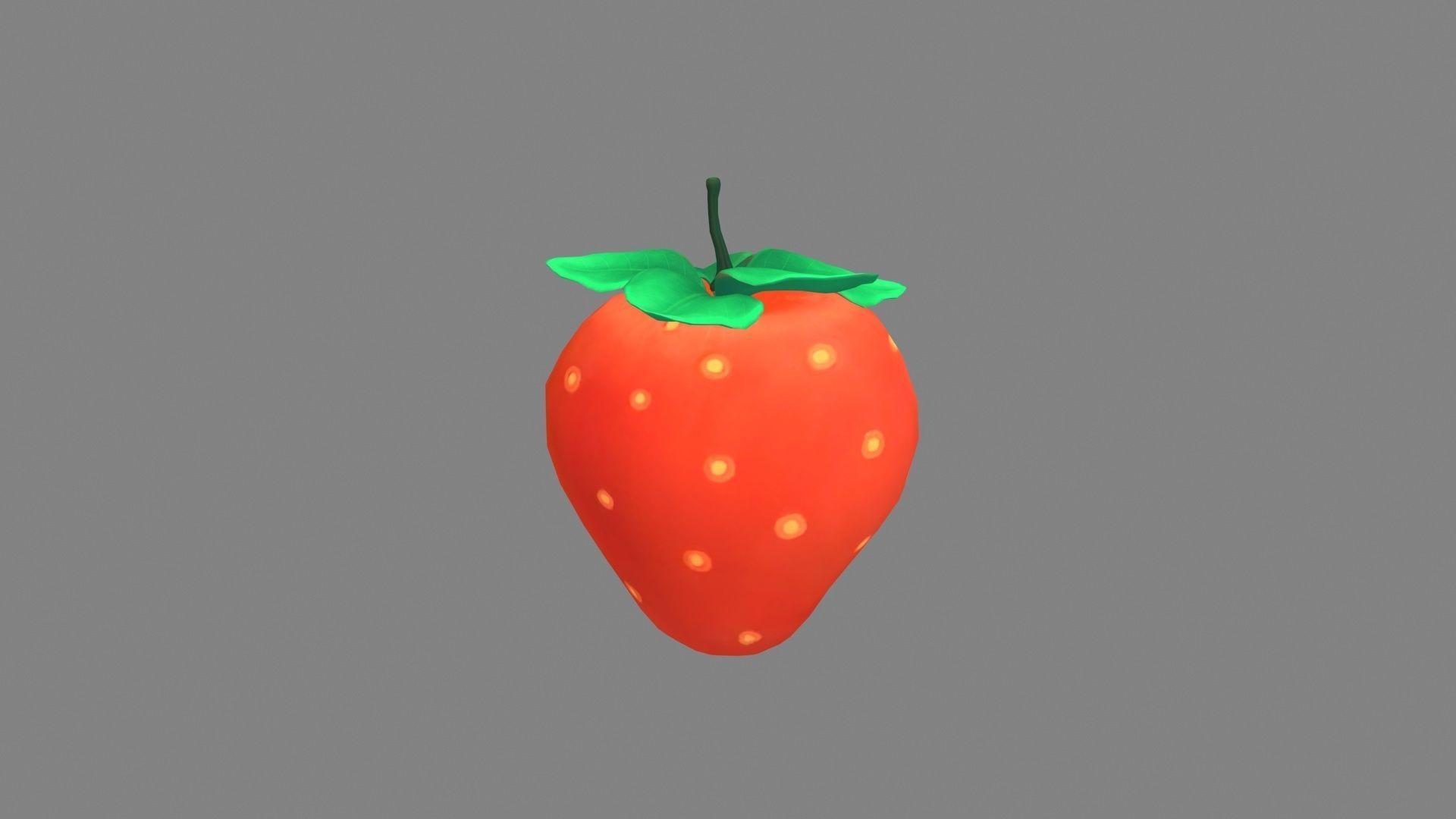 Cartoon strawberry Low-poly 3D model_1