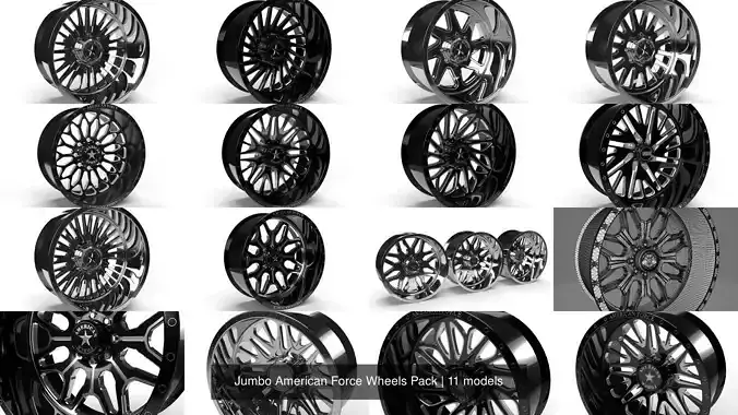 Jumbo American Force Wheels Pack 3D Model Collection