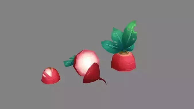 Cartoon Red Raphanus sativus plants Low-poly 3D model