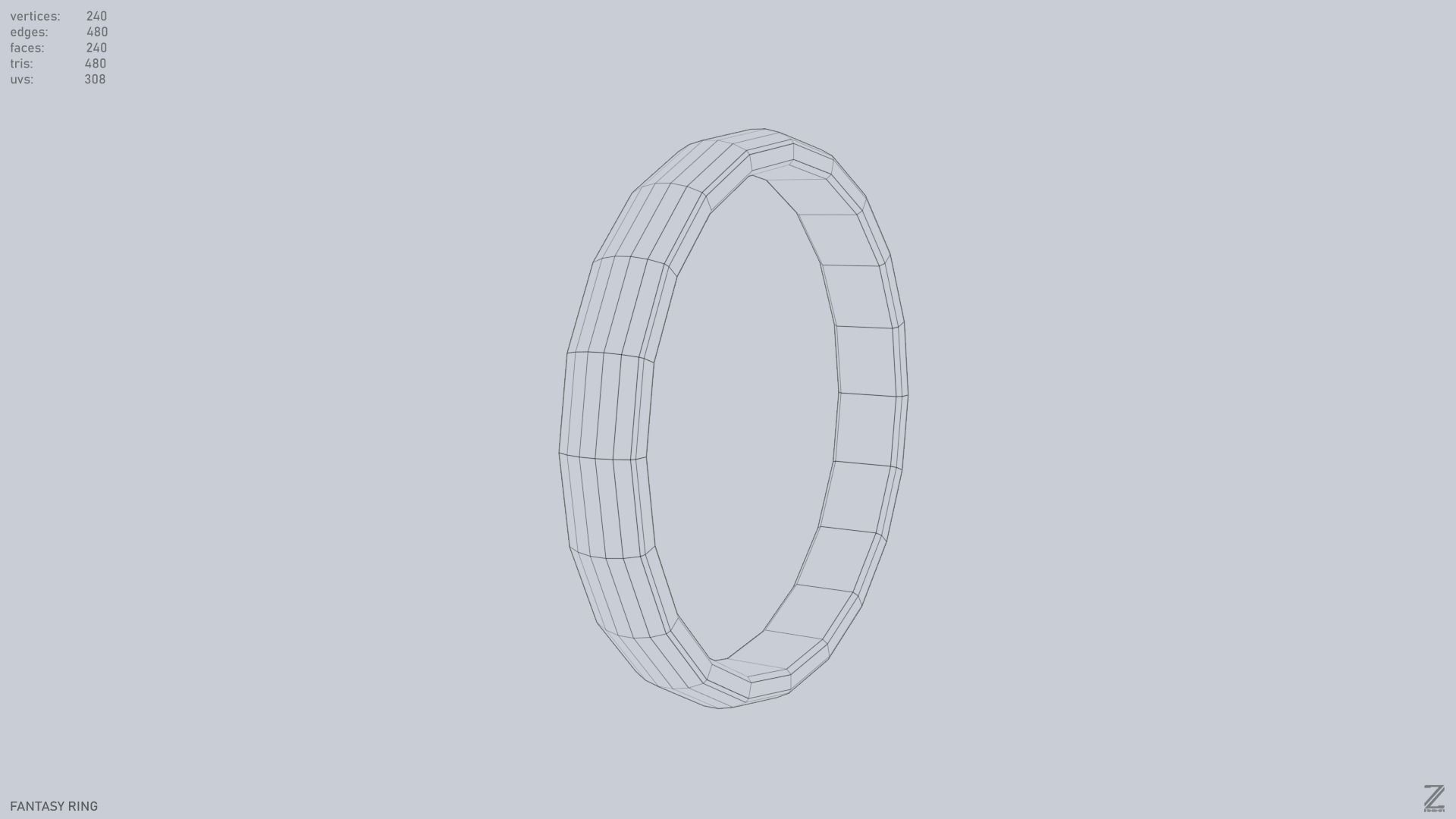 Fantasy ring Low-poly 3D model_11