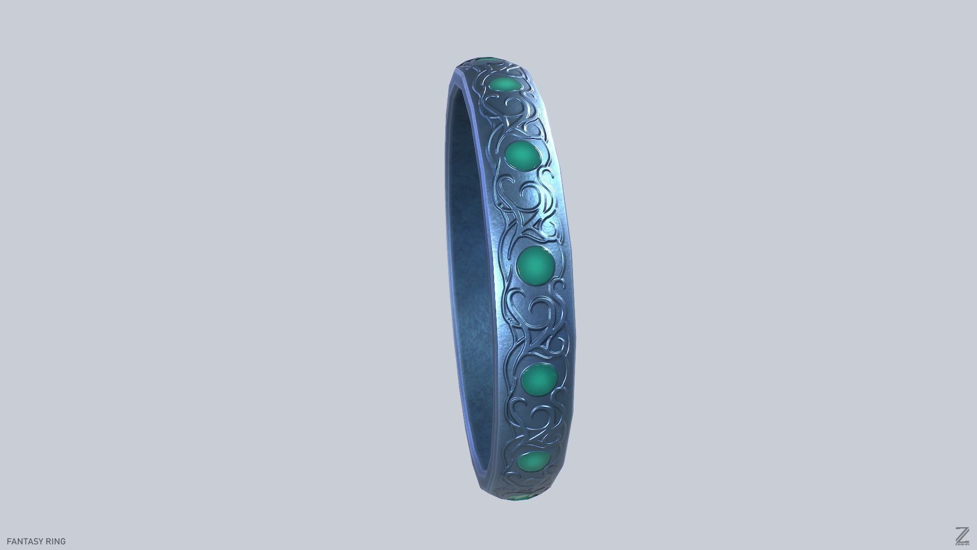 Fantasy ring Low-poly 3D model_7