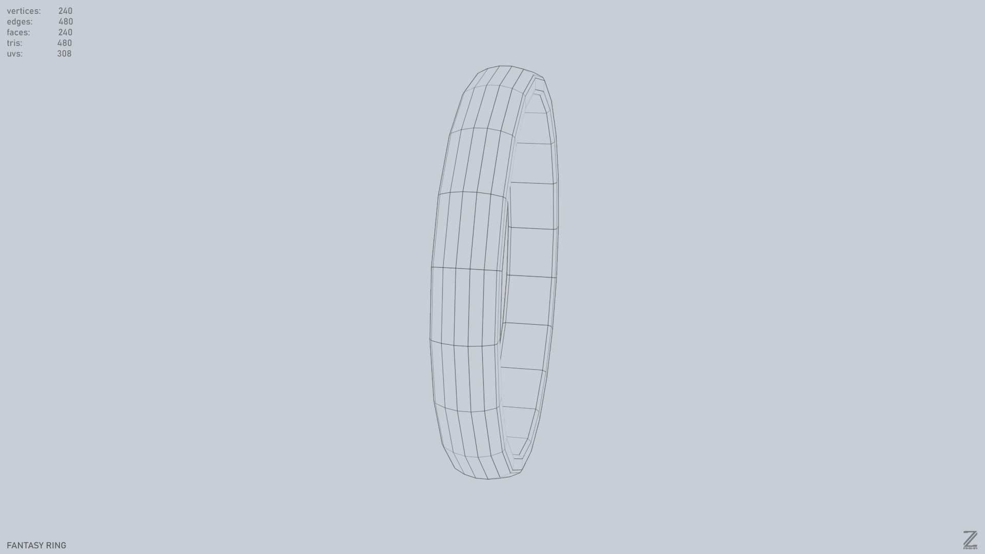 Fantasy ring Low-poly 3D model_12