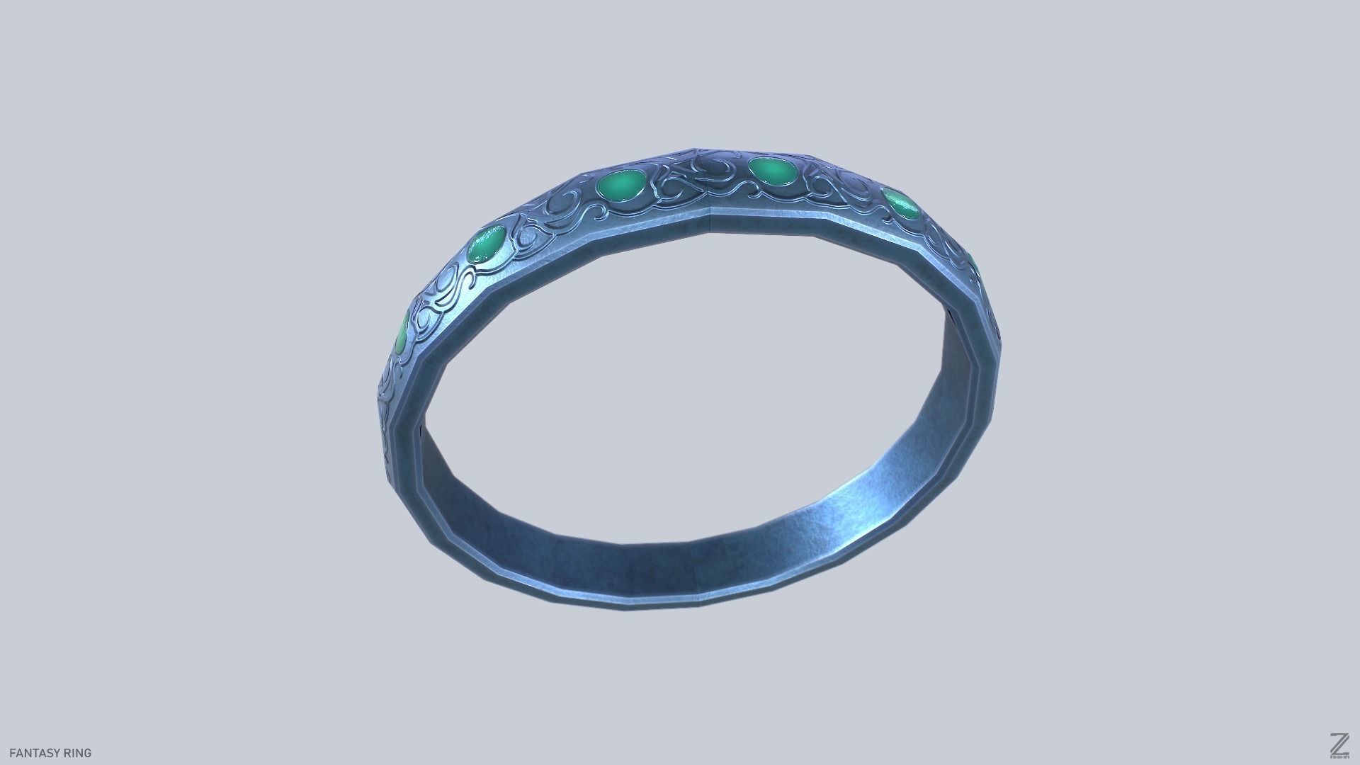 Fantasy ring Low-poly 3D model_5
