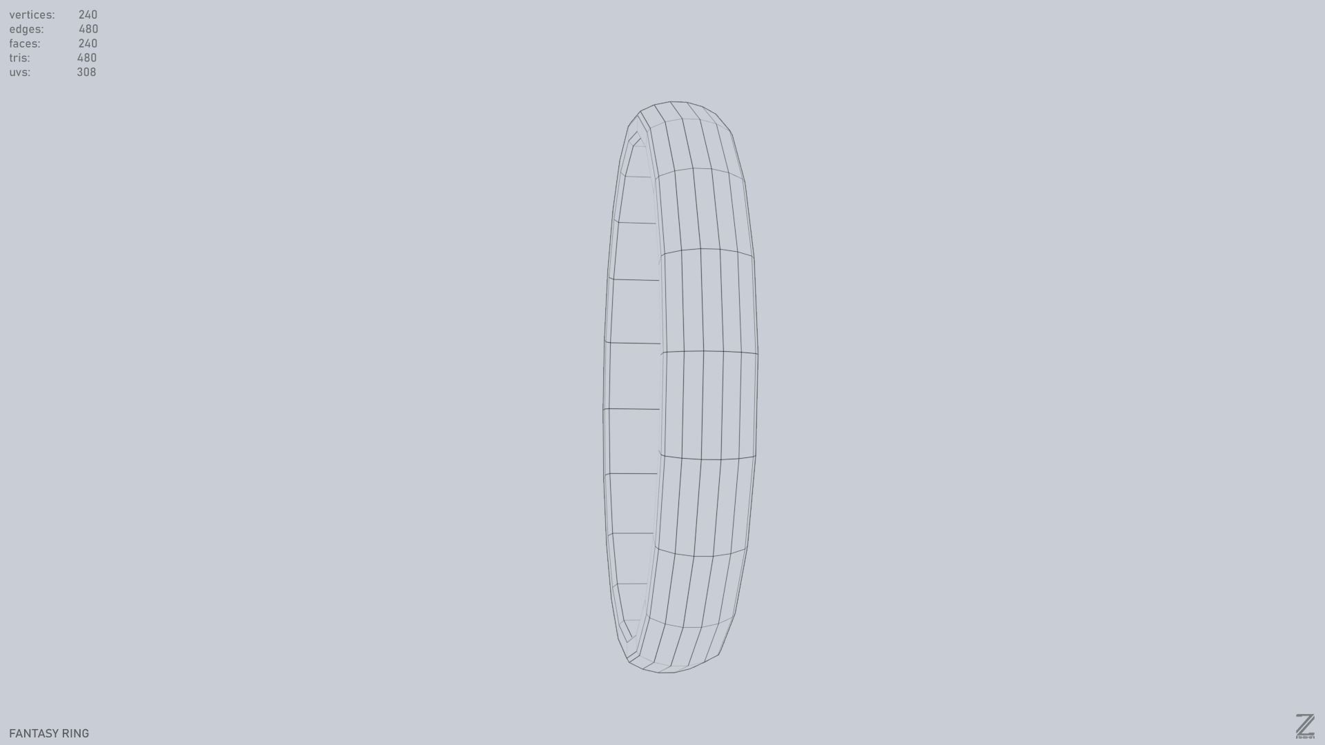 Fantasy ring Low-poly 3D model_14