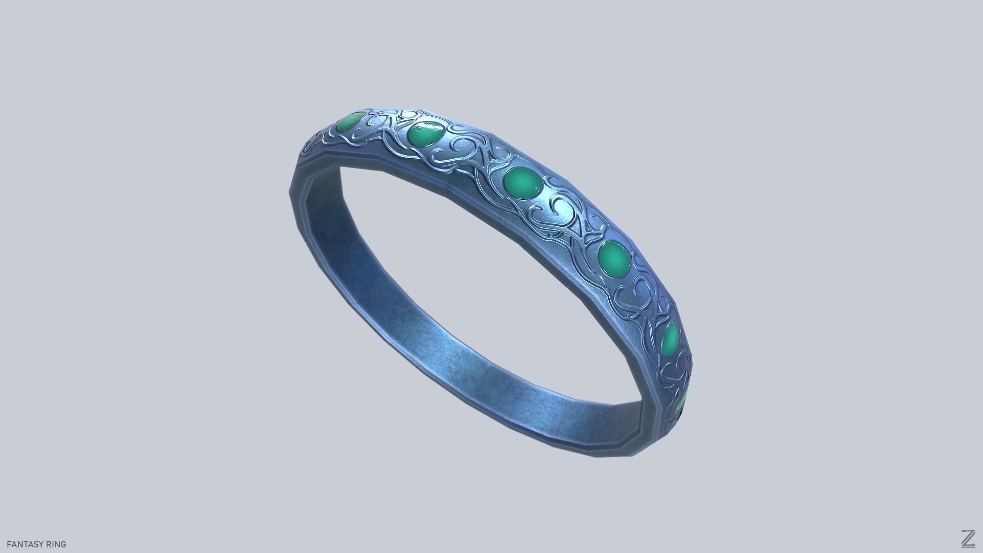Fantasy ring Low-poly 3D model_8