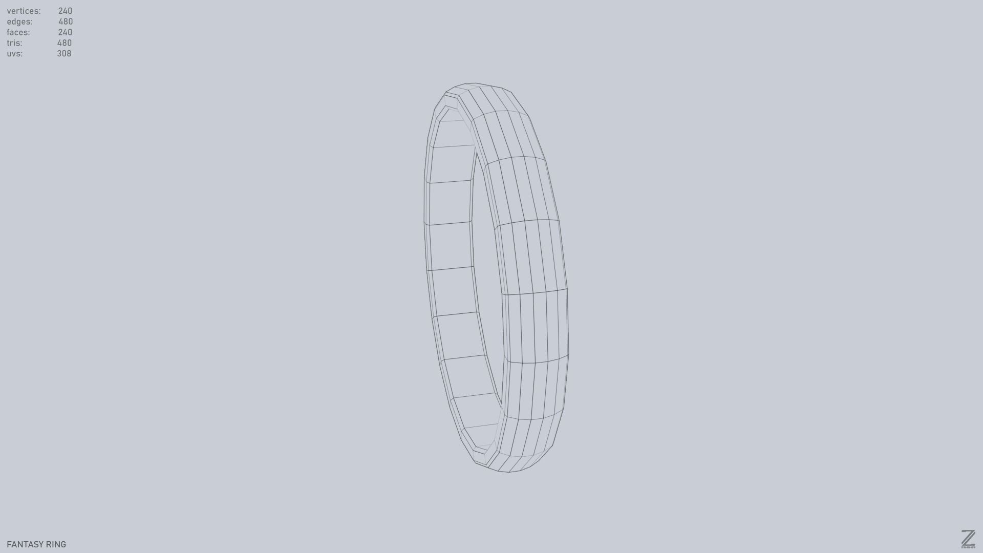 Fantasy ring Low-poly 3D model_9