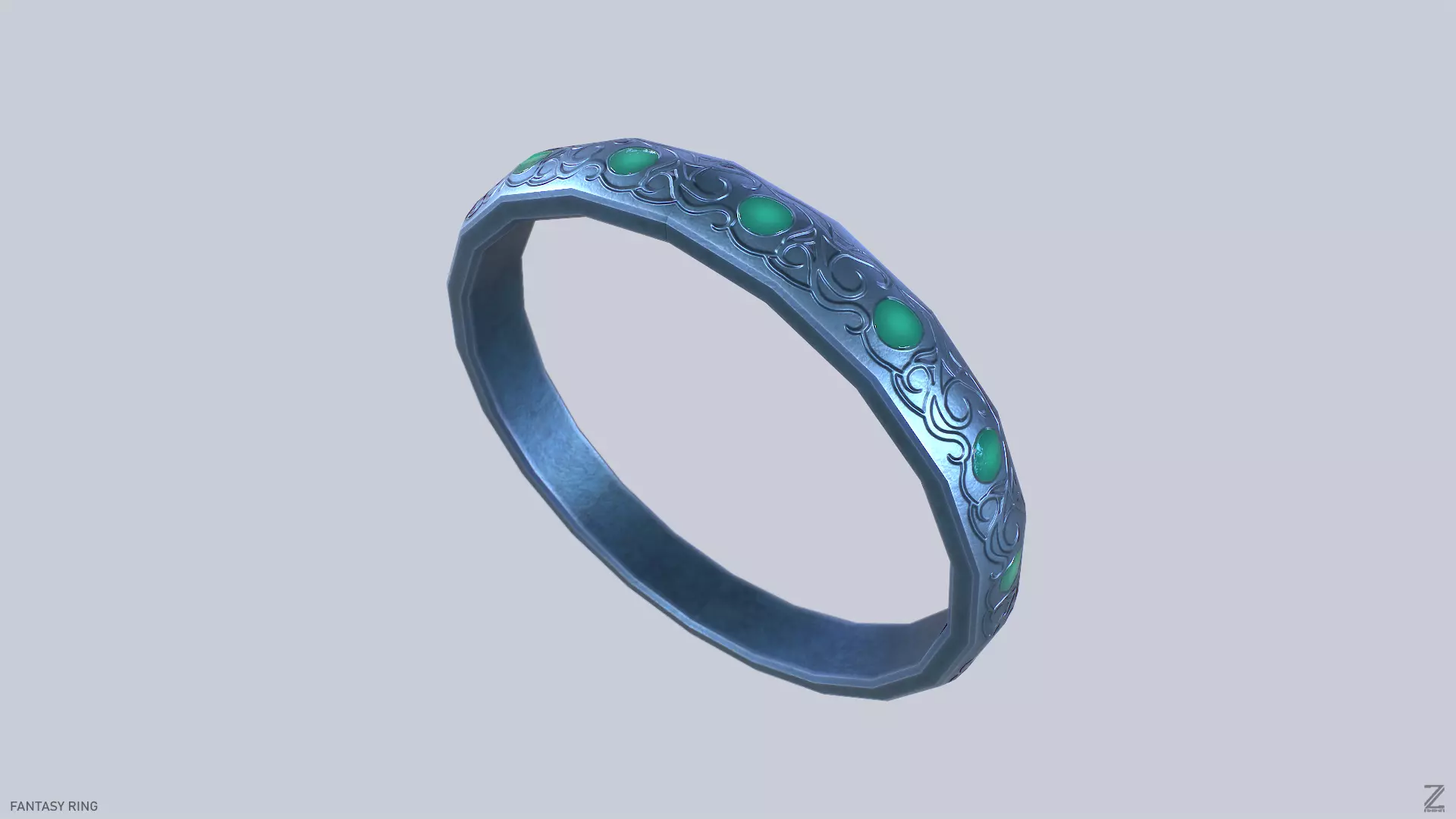 Fantasy ring Low-poly 3D model_0