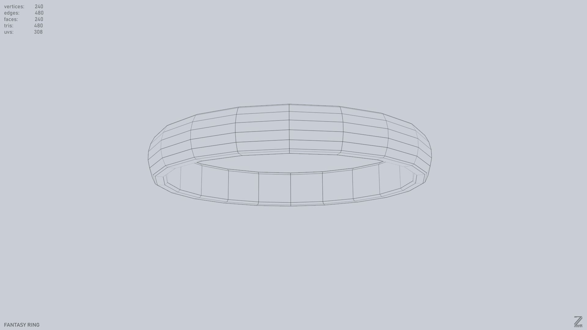 Fantasy ring Low-poly 3D model_13