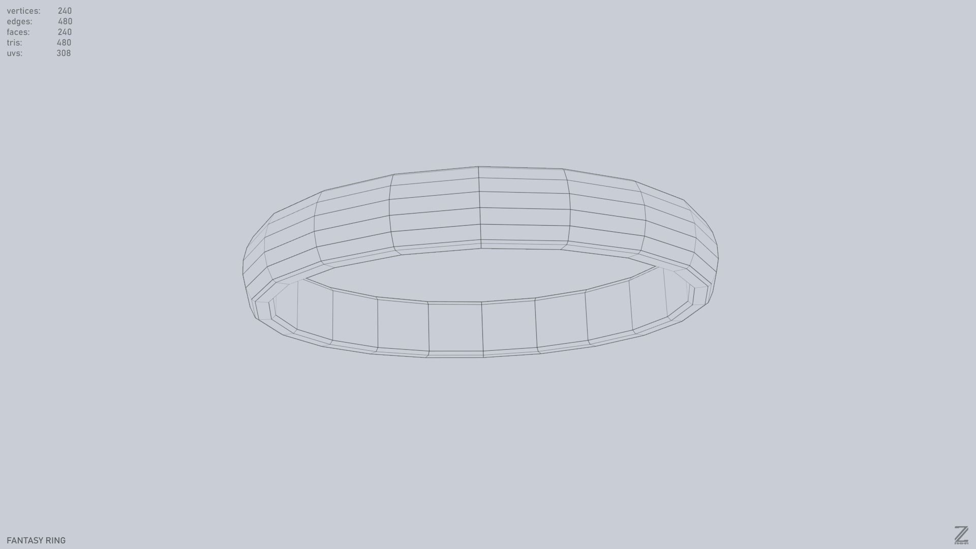 Fantasy ring Low-poly 3D model_15