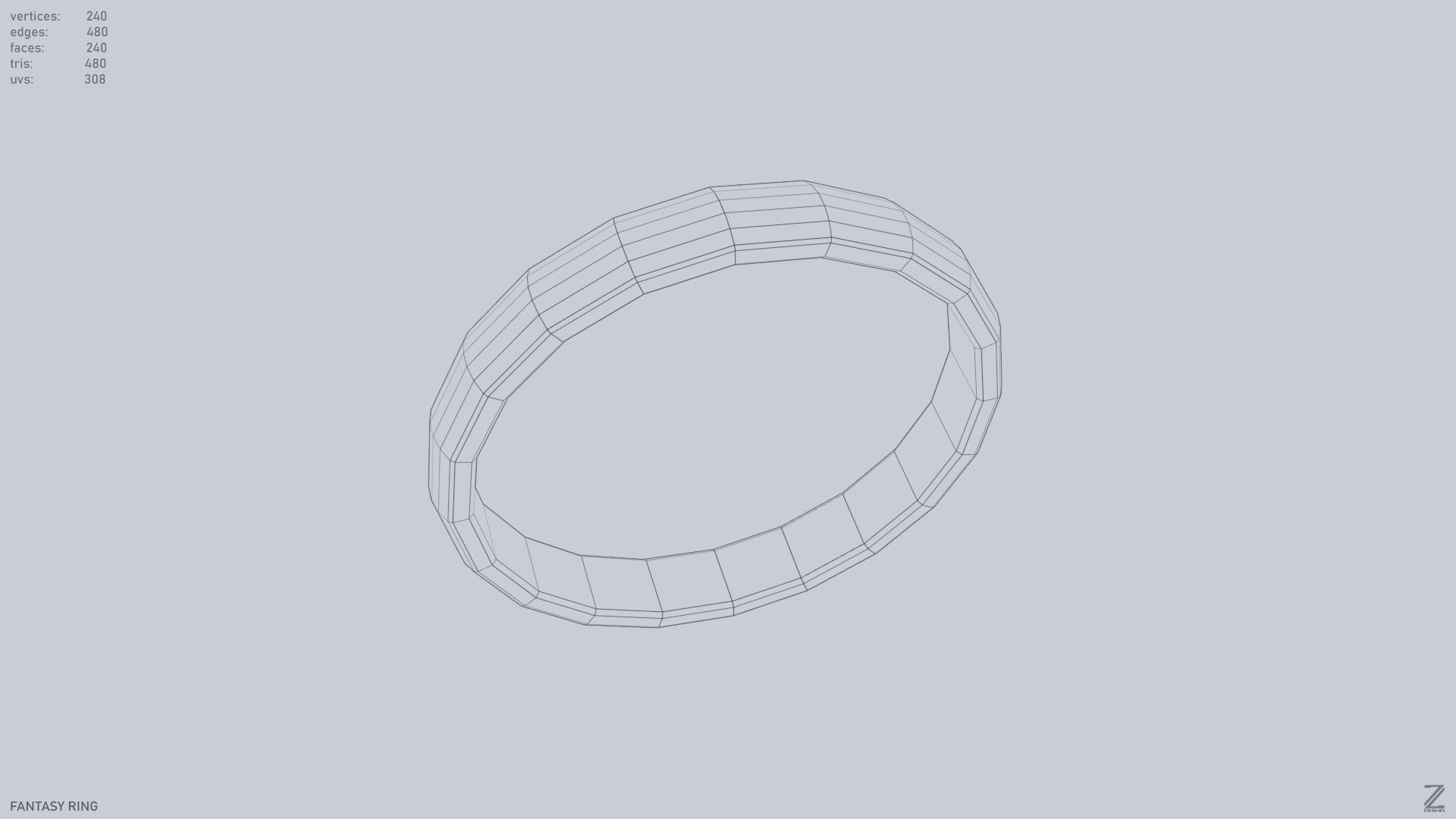 Fantasy ring Low-poly 3D model_10