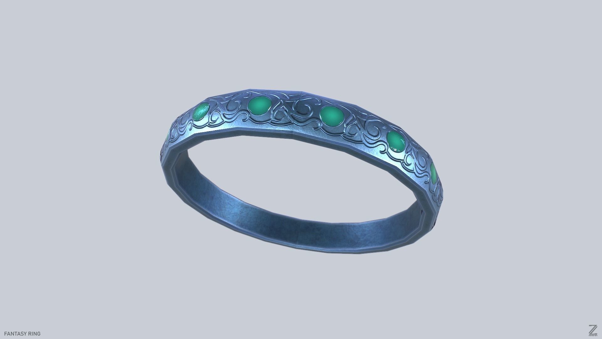 Fantasy ring Low-poly 3D model_2