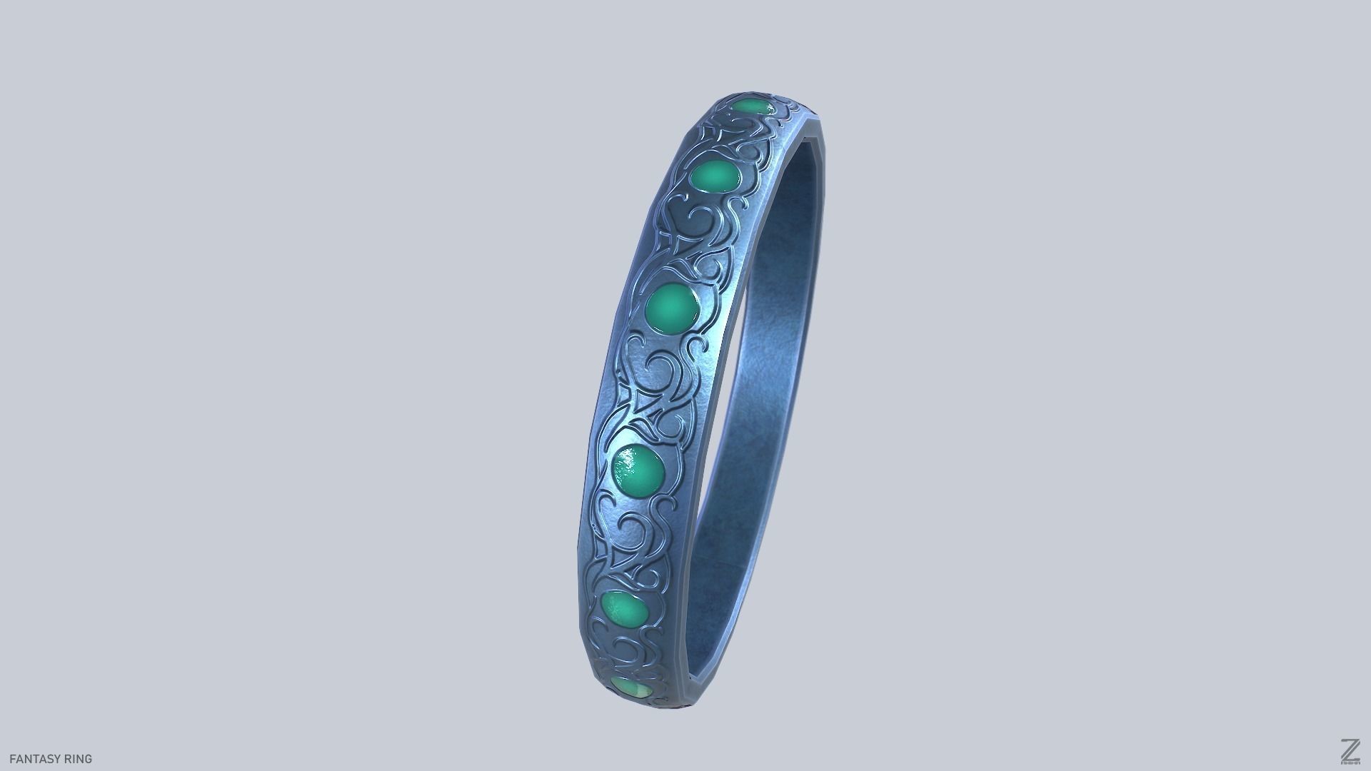 Fantasy ring Low-poly 3D model_6