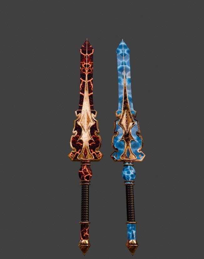 Lava Ice swords 3D model_3