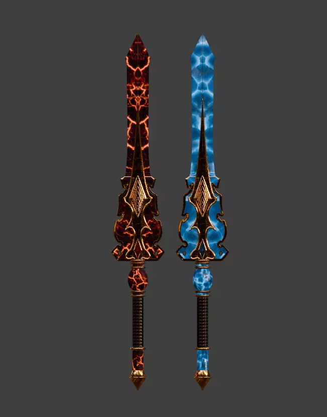 Lava Ice swords 3D model_0
