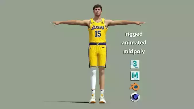  T-Pose rigged Austin Reaves Los Angeles Lakers 3D model