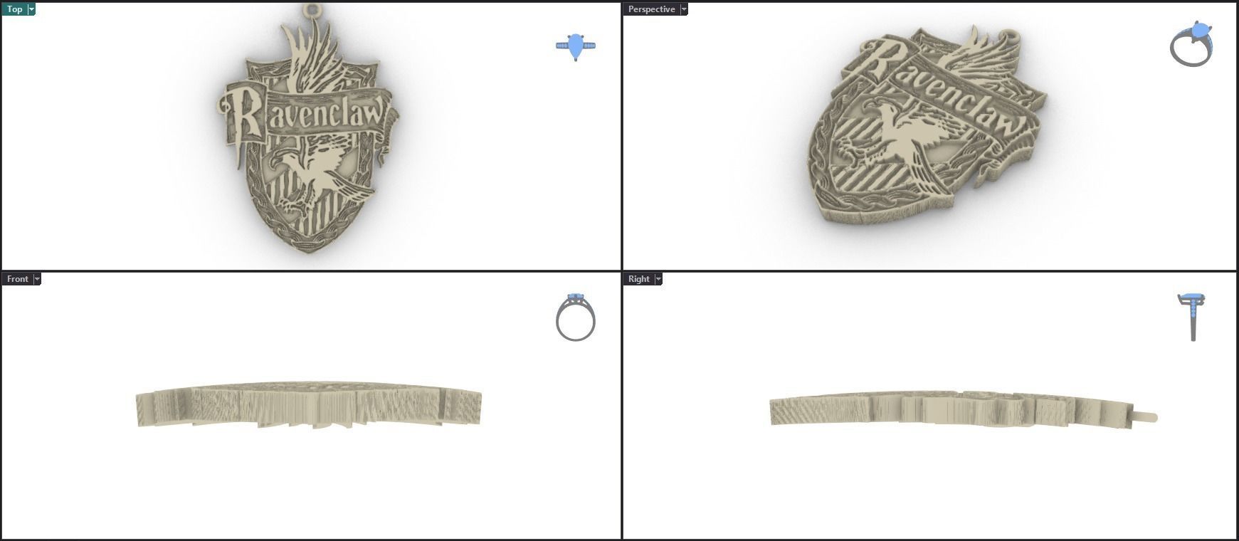 Ravenclaw Pendant 3D print model_3