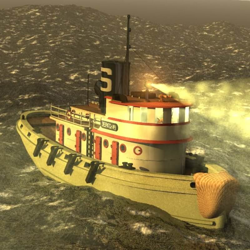 Diesel Tug Studio Max 3D model_4