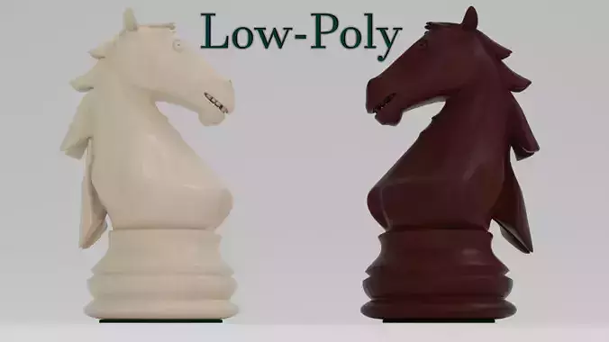 Knight  Wooden Chess Pieces - Low Poly