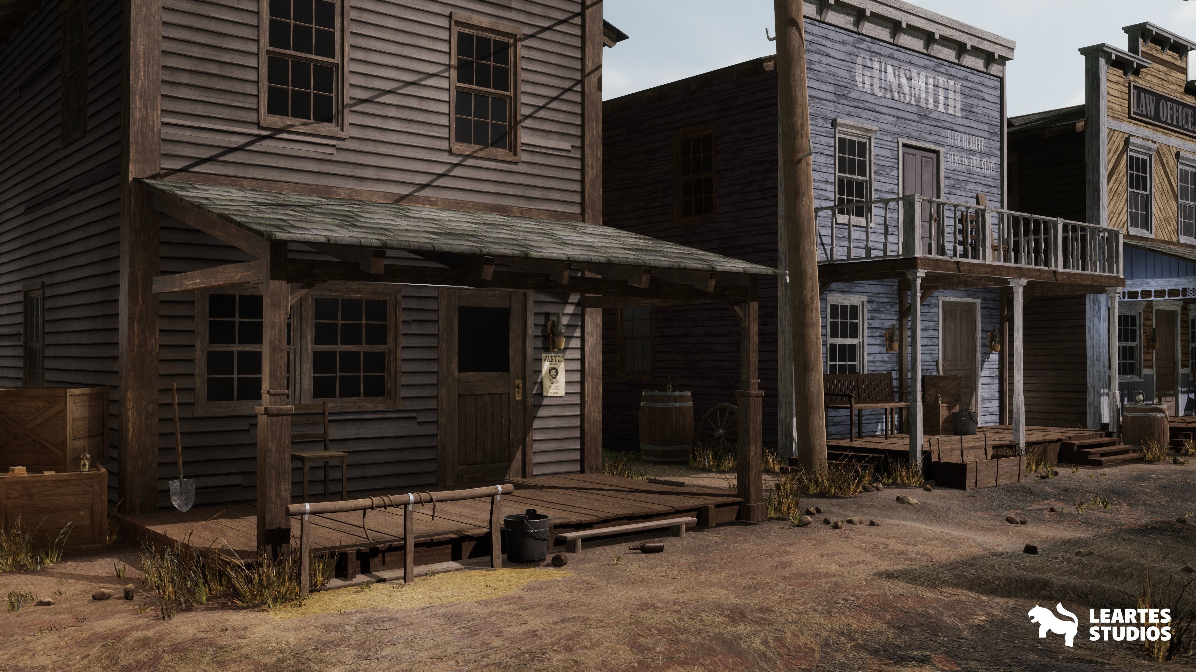 Western Town-Village Pack Low-poly 3D model_1