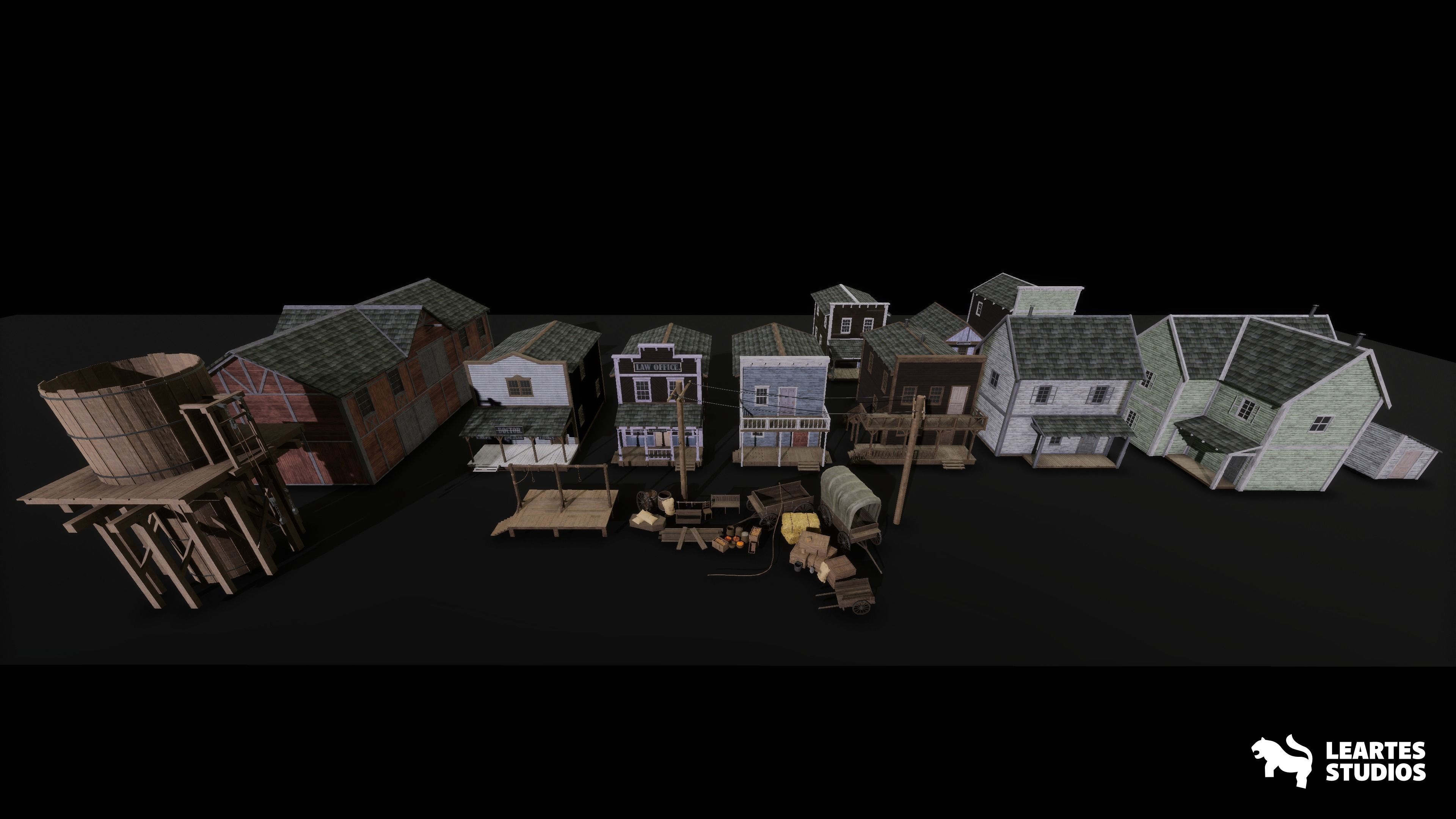 Western Town-Village Pack Low-poly 3D model_10