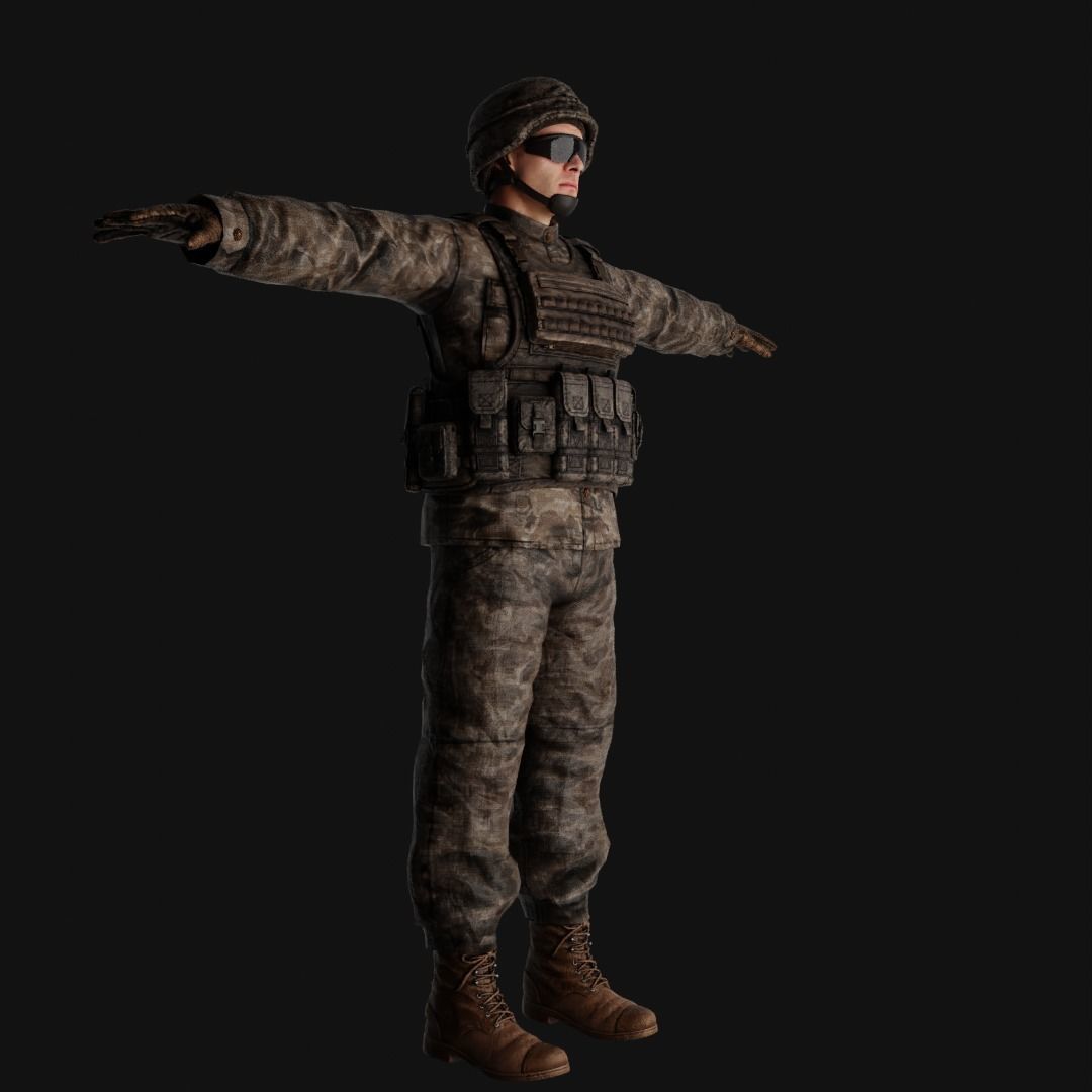 American soldier Low-poly 3D model_8