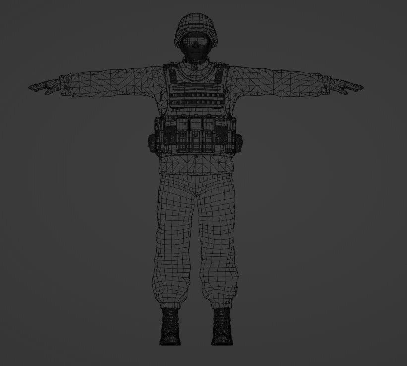 American soldier Low-poly 3D model_9
