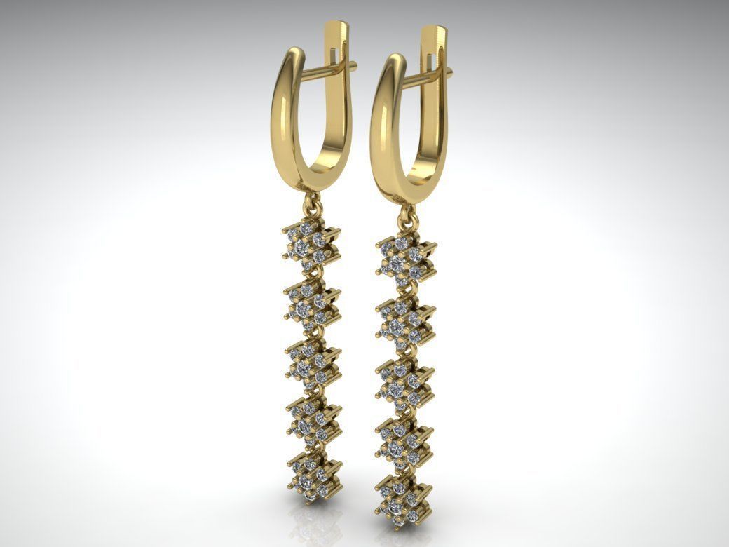 Elegant Earrings Gold Jewelry Brand 3D print model