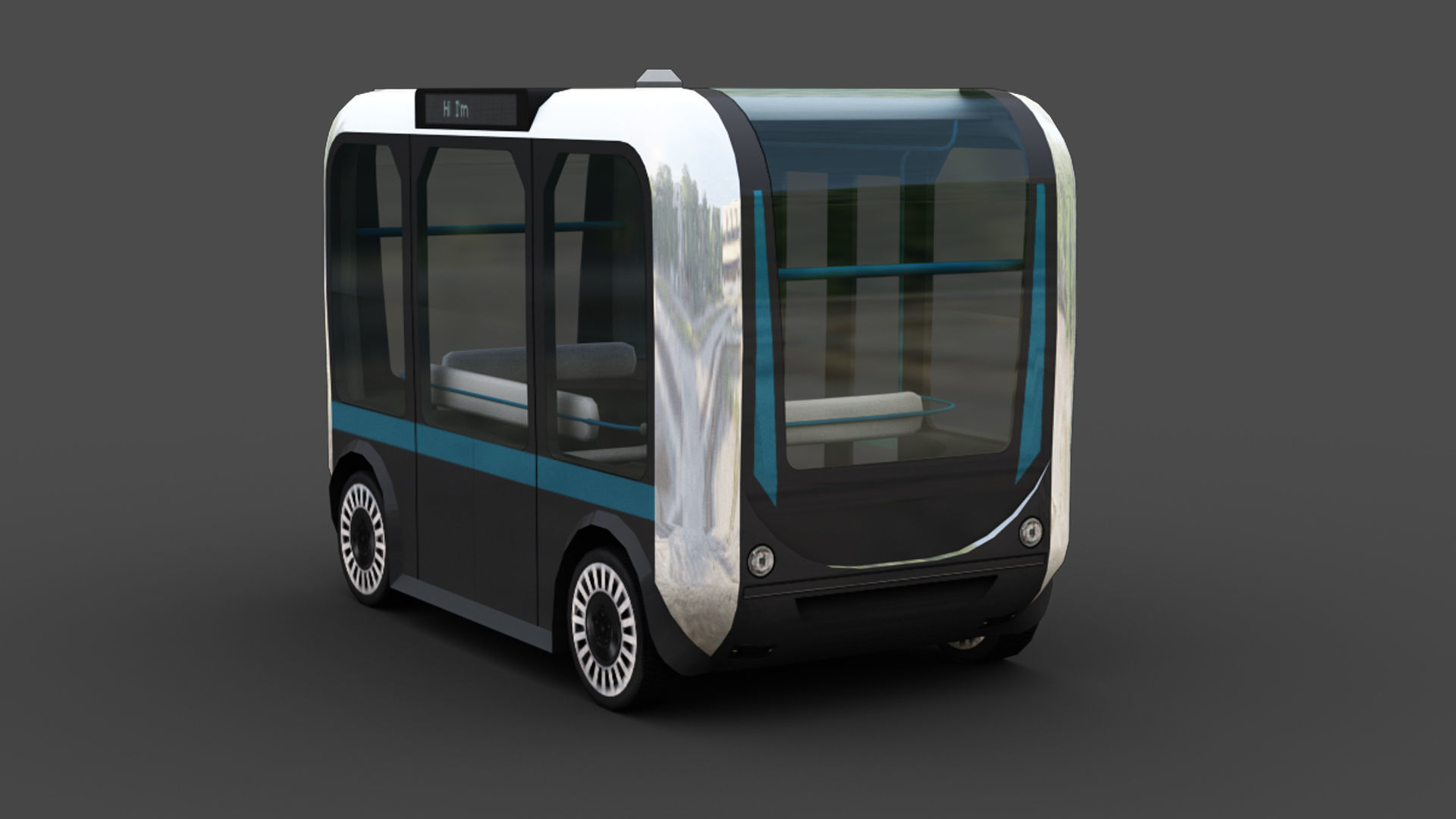 e-Shuttle with interior Pack 1 Low-poly 3D model_5