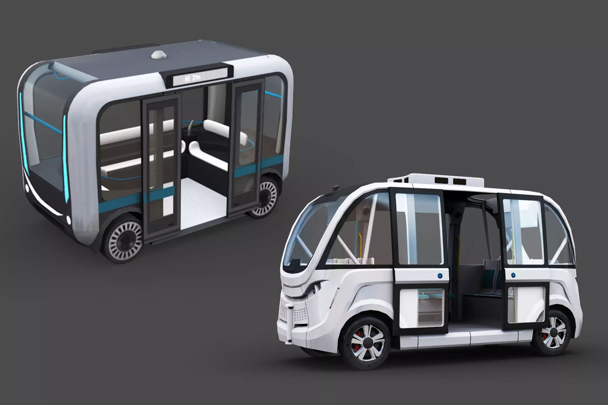 e-Shuttle with interior Pack 1 Low-poly 3D model_0