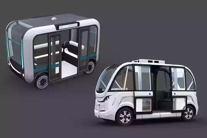 e-Shuttle with interior Pack 1 Low-poly 3D model