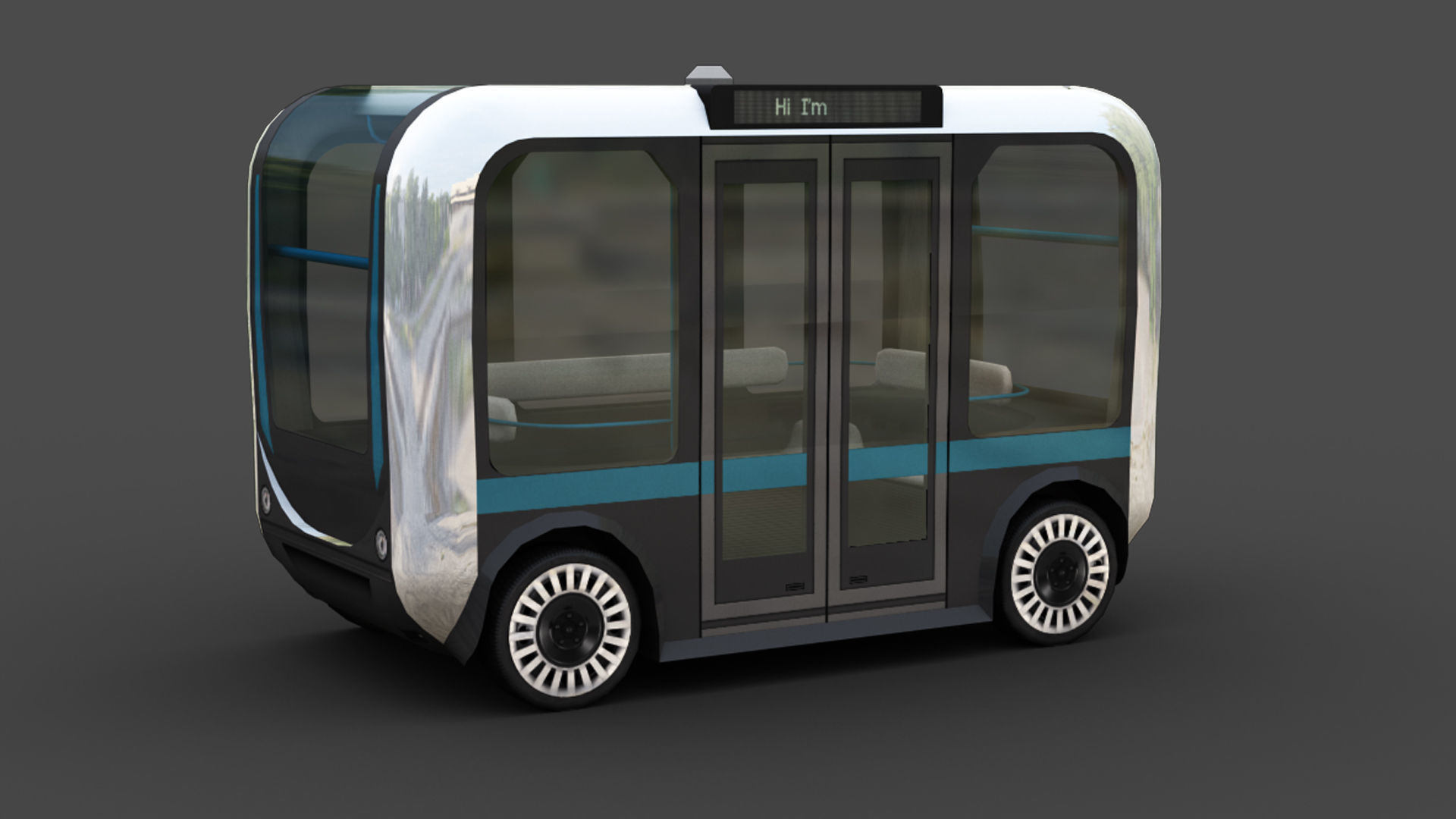 e-Shuttle with interior Pack 1 Low-poly 3D model_3