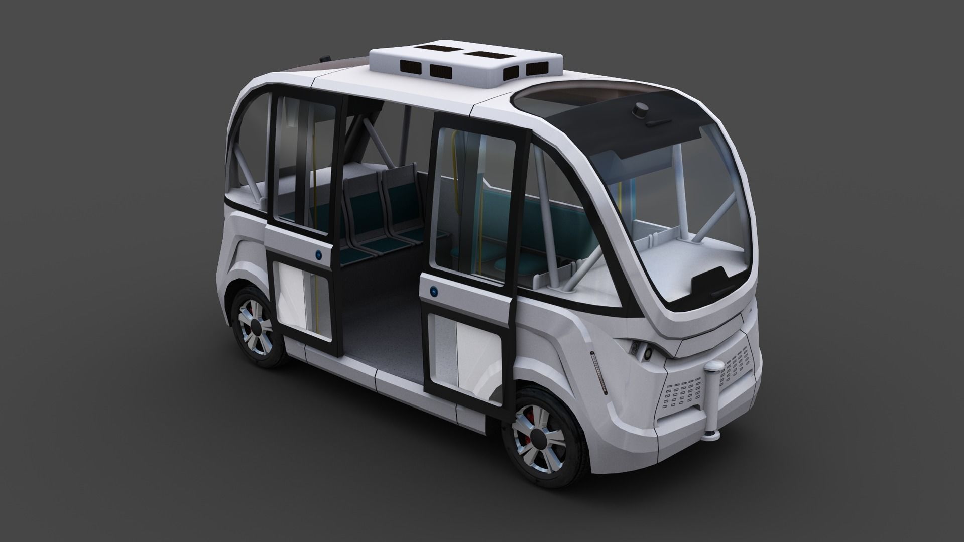 e-Shuttle with interior Pack 1 Low-poly 3D model_4