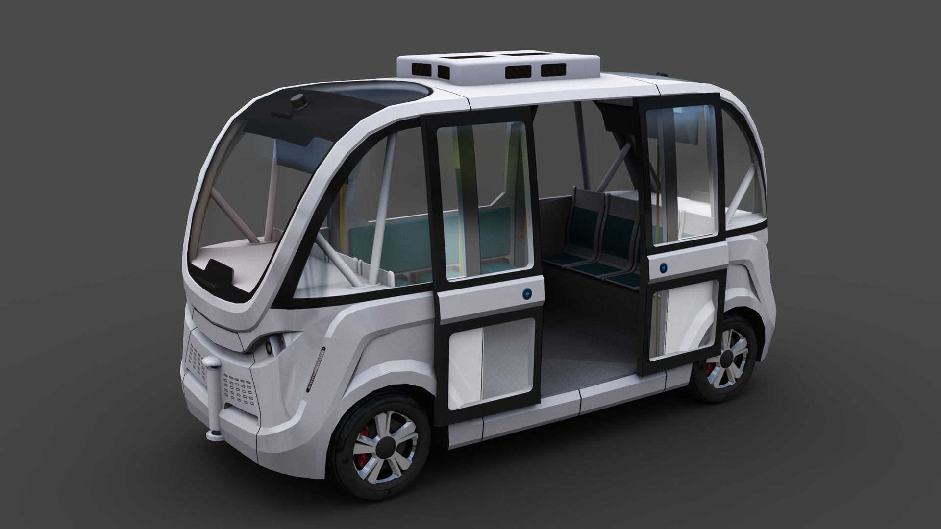 e-Shuttle with interior Pack 1 Low-poly 3D model_2