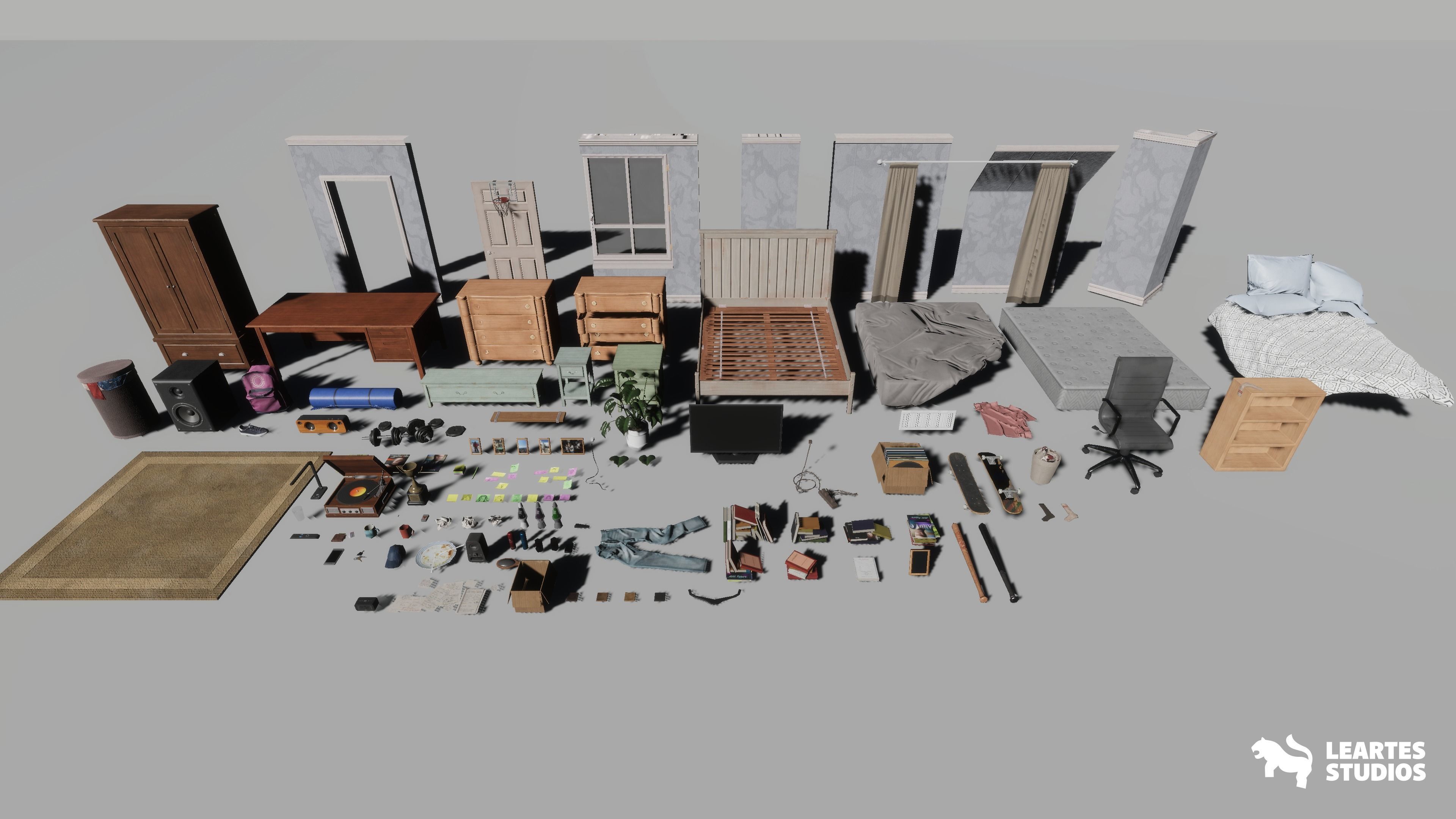 Wills Room Environment-Dormitory Room Environment Low-poly 3D model_5