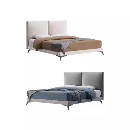 Clara White Suede Fabric Modern Bed